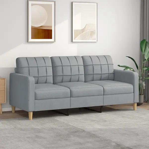Gossi canapea cu 3 locuri, gri deschis, material 180cm textil