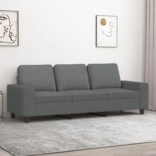 Gossi canapea cu 3 locuri, gri inchis, 180 cm, material textil