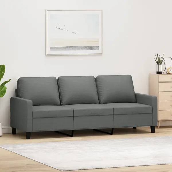 Gossi canapea cu 3 locuri, gri inchis, 180 cm, material textil