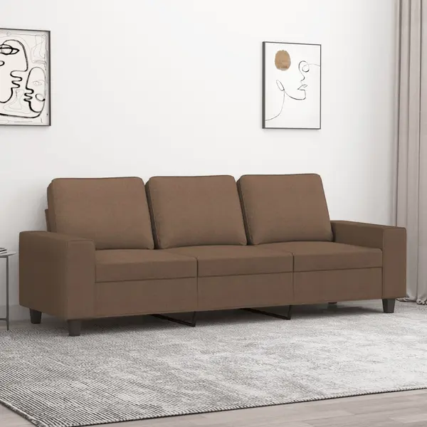 Gossi canapea cu 3 locuri, maro, 180 cm, material textil