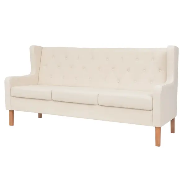 Gossi canapea cu 3 locuri, material textil, alb crem