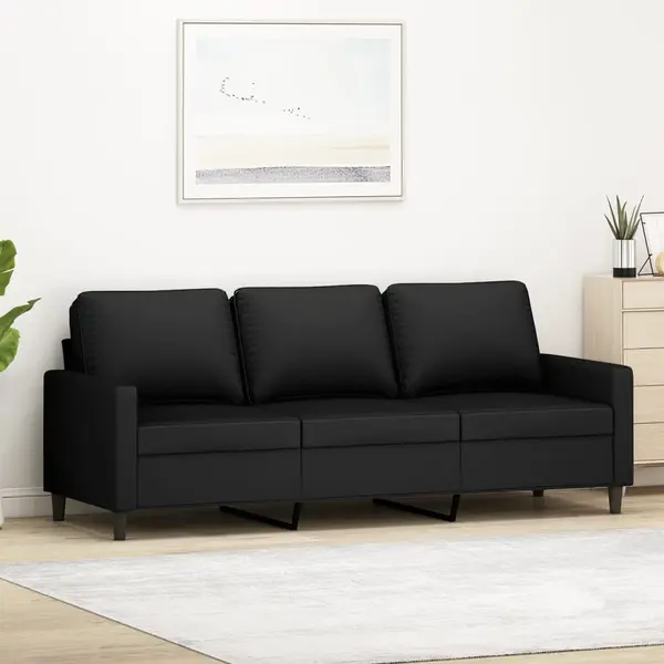 Gossi canapea cu 3 locuri, negru, 180 cm, catifea