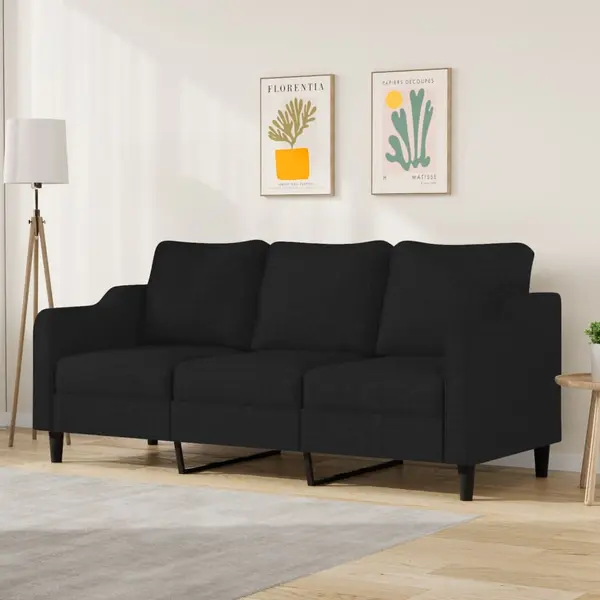 Gossi canapea cu 3 locuri, negru, 180 cm, material textil