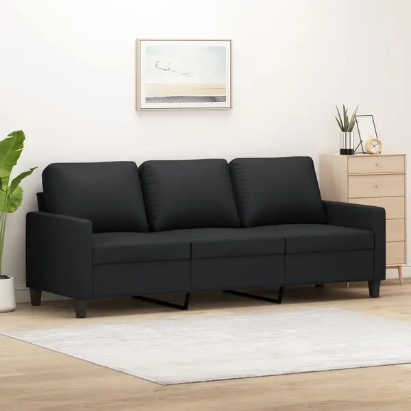 Gossi canapea cu 3 locuri, negru, 180 cm, piele ecologica