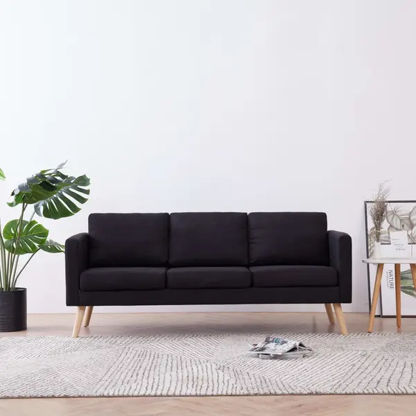 Gossi canapea cu 3 locuri, negru, material textil