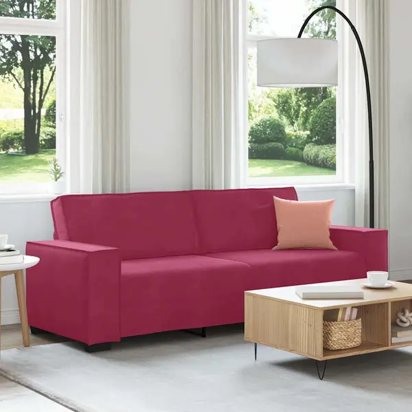 Gossi canapea cu 3 locuri, rosu vin, 180 cm, material catifea