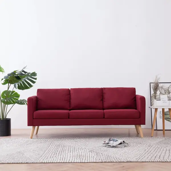 Gossi canapea cu 3 locuri, rosu vin, material textil