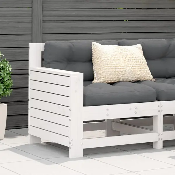 Gossi canapea cu cotiera de gradina, alb, 69x62x70,5cm lemn masiv pin