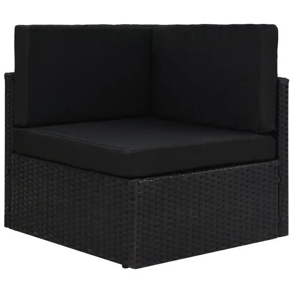 Gossi canapea de colt modulara, negru, poliratan