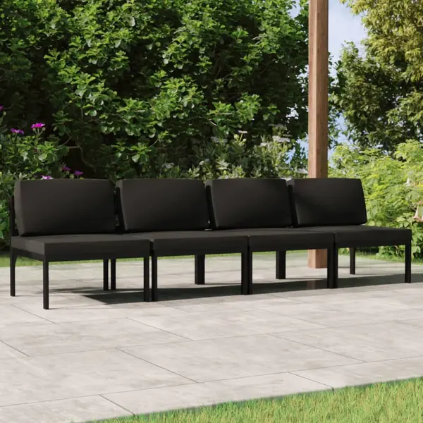 Gossi canapea de gradina cu 4 locuri si perne, antracit, aluminiu