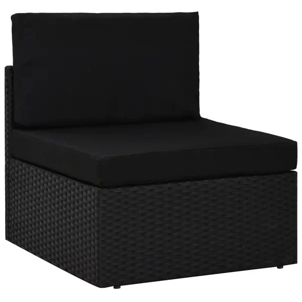 Gossi canapea de mijloc modulara, negru, poliratan
