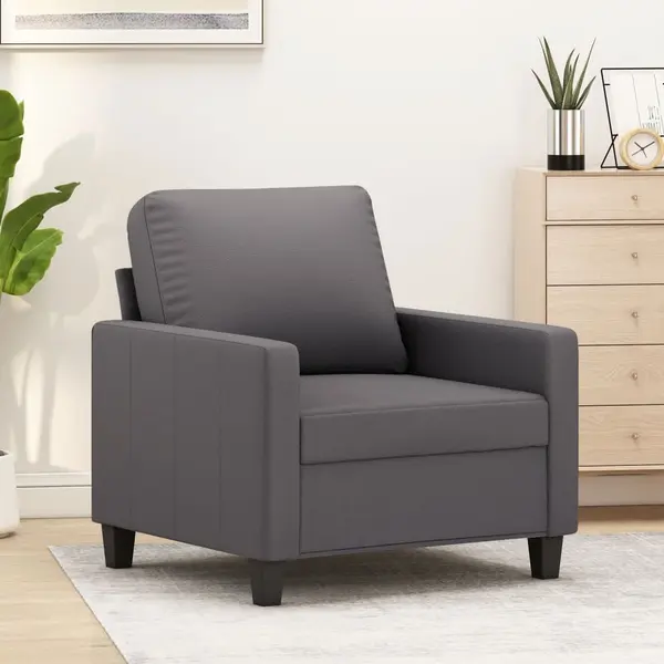 Gossi canapea de o persoana, gri, 60 cm, piele ecologica