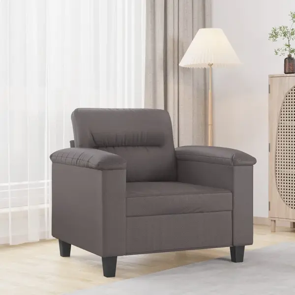 Gossi canapea de o persoana, gri, 60 cm, piele ecologica