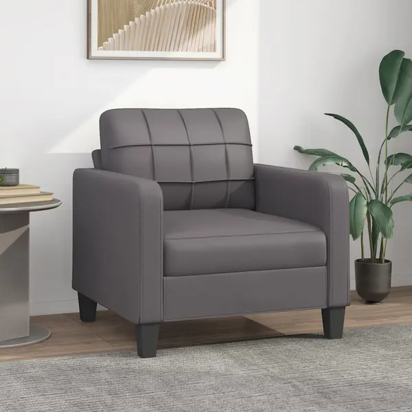 Gossi canapea de o persoana, gri, 60 cm, piele ecologica