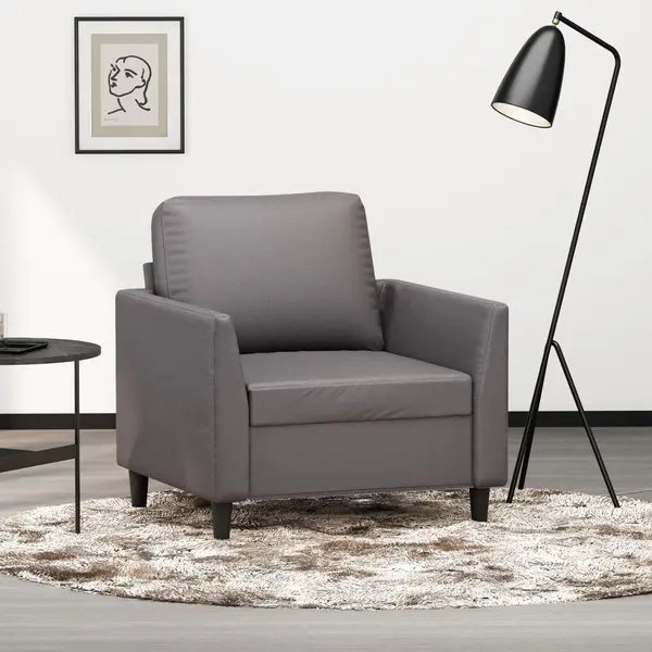 Gossi canapea de o persoana, gri, 60 cm, piele ecologica