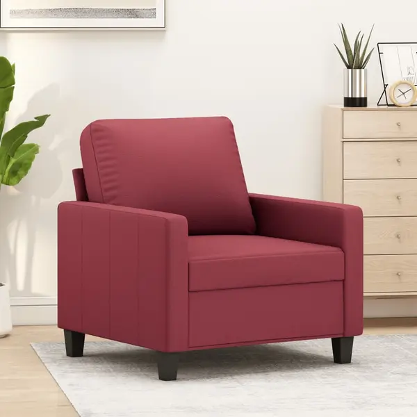 Gossi canapea de o persoana, rosu vin, 60 cm, piele ecologica