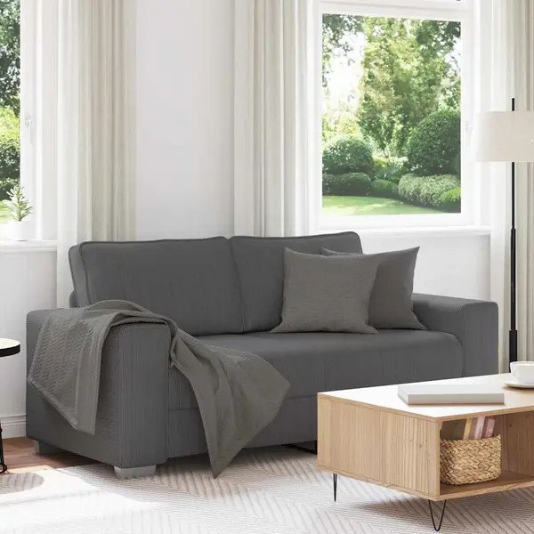 Gossi canapea de tip lovesea gri inchis 140 cm tesatura velur