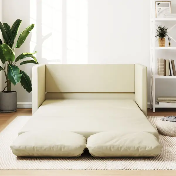 Gossi canapea extensibila 2 in 1, crem, 112x174x55cm, piele ecologica