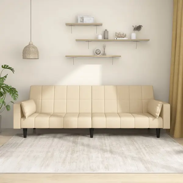 Gossi canapea extensibila cu 2 locuri, 2 perne, crem, textil