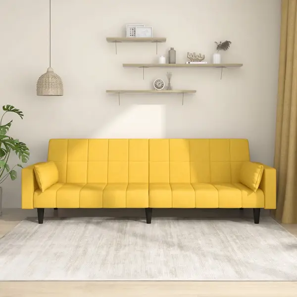 Gossi canapea extensibila cu 2 locuri, 2 perne, galben, textil