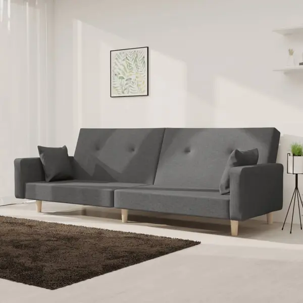Gossi canapea extensibila cu 2 locuri, 2 perne, gri deschis, textil