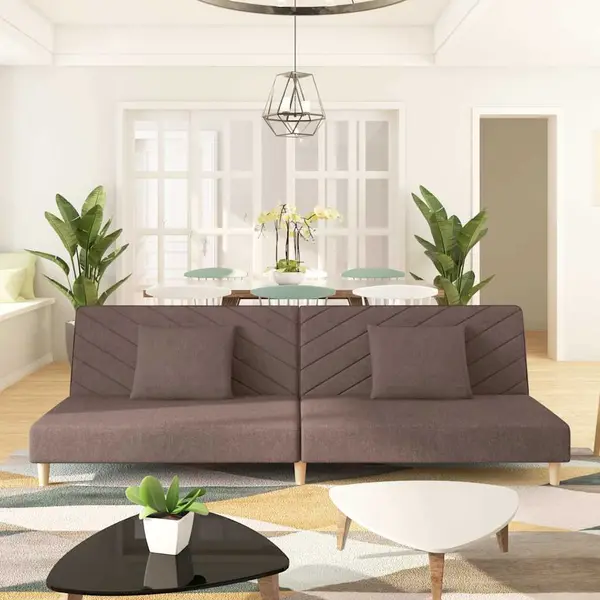 Gossi canapea extensibila cu 2 locuri, 2 perne, gri taupe, textil