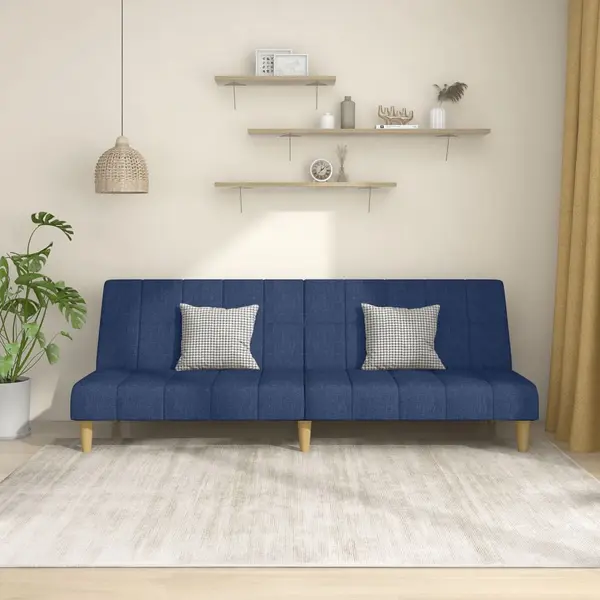 Gossi canapea extensibila cu 2 locuri, albastru, material textil