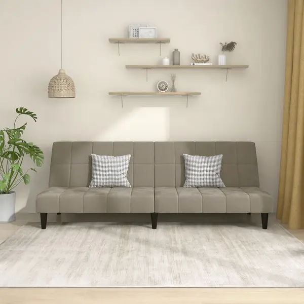 Gossi canapea extensibila cu 2 locuri, gri deschis, catifea