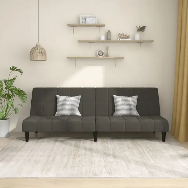 Gossi canapea extensibila cu 2 locuri, gri inchis, catifea
