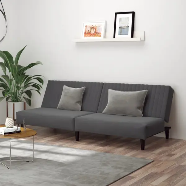Gossi canapea extensibila cu 2 locuri, gri inchis, catifea