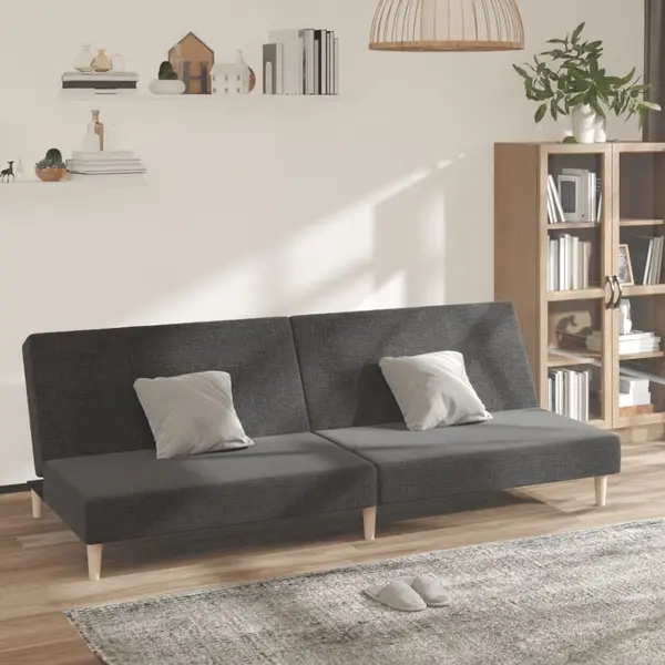 Gossi canapea extensibila cu 2 locuri, gri inchis, textil
