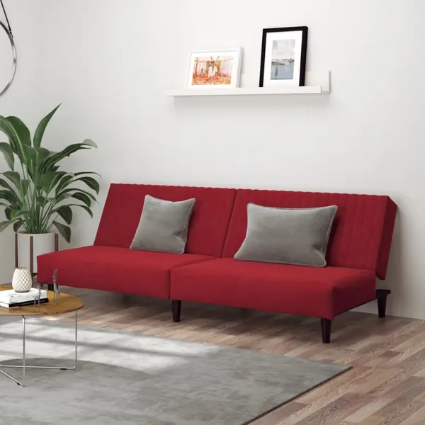 Gossi canapea extensibila cu 2 locuri, rosu vin, catifea