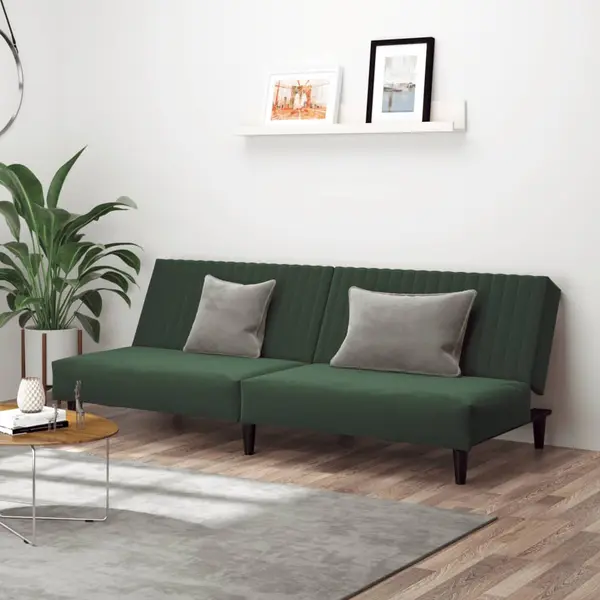 Gossi canapea extensibila cu 2 locuri, verde inchis, catifea