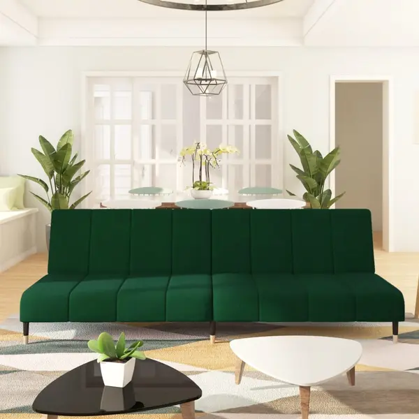 Gossi canapea extensibila cu 2 locuri, verde inchis, catifea