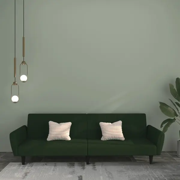 Gossi canapea extensibila cu 2 locuri, verde inchis, catifea