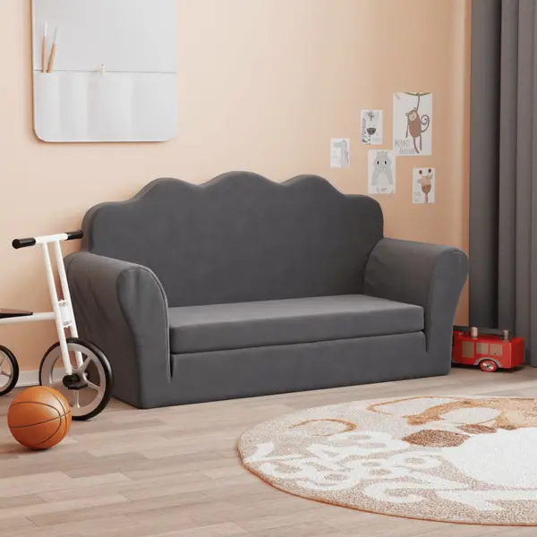 Gossi canapea extensibila de copii cu 2 locuri, antracit, plus moale