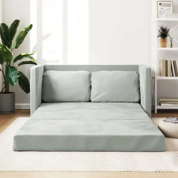 Gossi canapea extensibila de podea 2 in 1, gri, 122x204x55 cm catifea