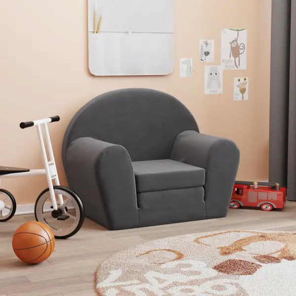 Gossi canapea extensibila pentru copii, antracit, plus moale