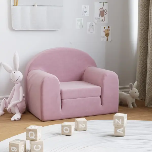 Gossi canapea extensibila pentru copii, roz, plus moale