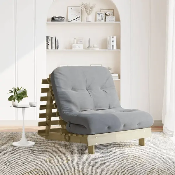 Gossi canapea futon cu saltea, 90x206x11 cm, lemn de pin tratat