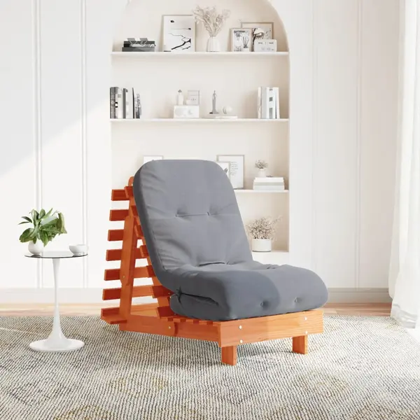 Gossi canapea futon cu saltea, maro, 60x206x11 cm, lemn masiv de pin