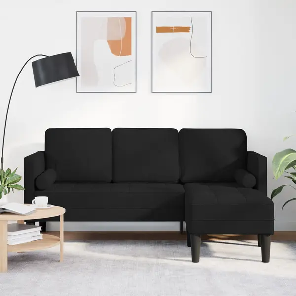 Gossi canapea l cu 3 locuri neagra 160 cm textil