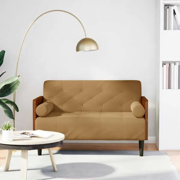 Gossi canapea loveseat cu perne de suport maro 110 cm catifea
