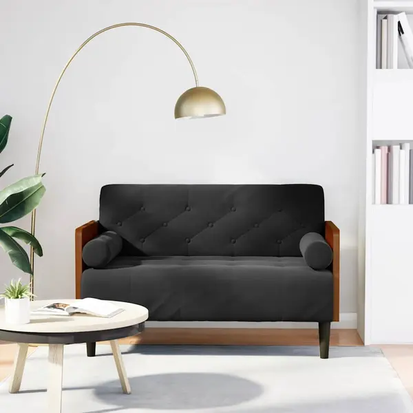 Gossi canapea loveseat cu perne de suport negru 110 cm catifea