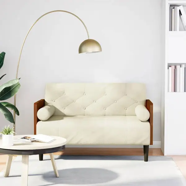 Gossi canapea loveseat cu perne de sustinere crem 110 cm catifea
