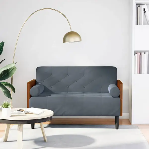 Gossi canapea loveseat cu perne de sustinere gri inchis 110cm catifea