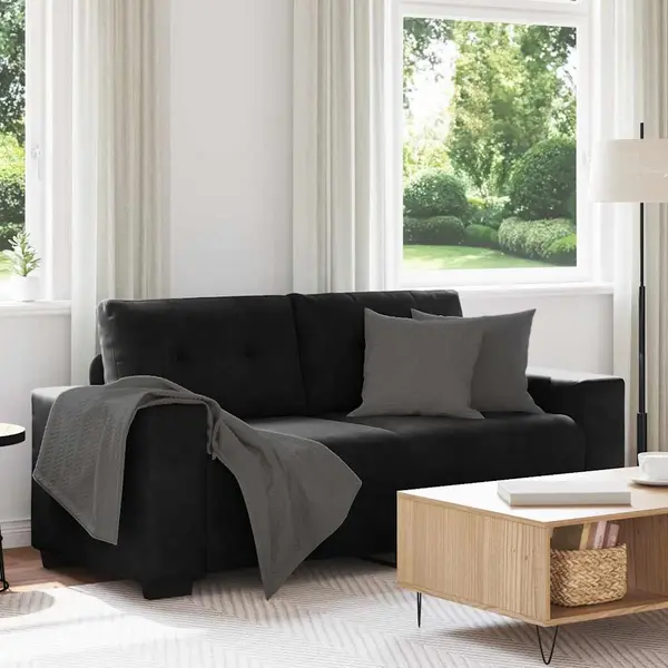 Gossi canapea loveseat neagra 140 cm catifea