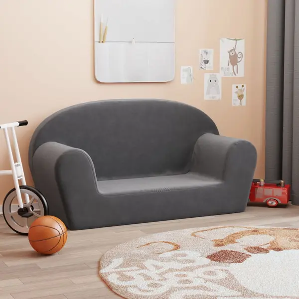 Gossi canapea pentru copii cu 2 locuri, antracit, plus moale