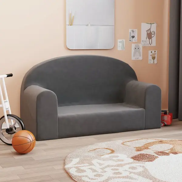 Gossi canapea pentru copii cu 2 locuri, antracit, plus moale