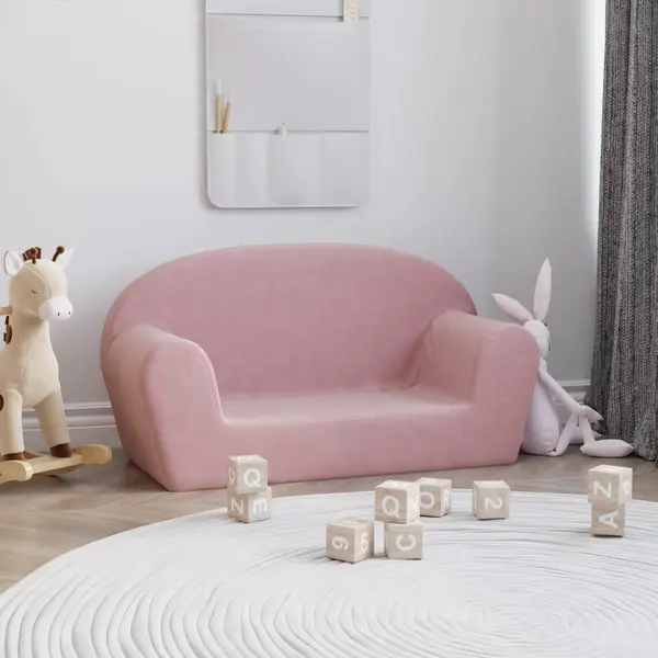 Gossi canapea pentru copii cu 2 locuri, roz, plus moale